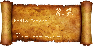 Modla Ferenc névjegykártya